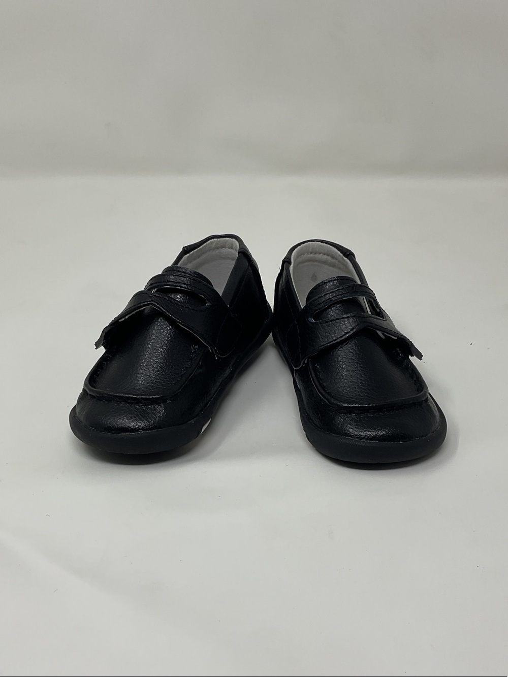 Pediped 21 toddler boy Black leather Velcro Dress Loafers shoes baby